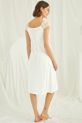 Lace Maternity & Nursing Nightgown Ecru - 18300