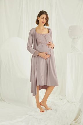 Lace 4 Pieces Maternity & Nursing Set Coffee - 438440