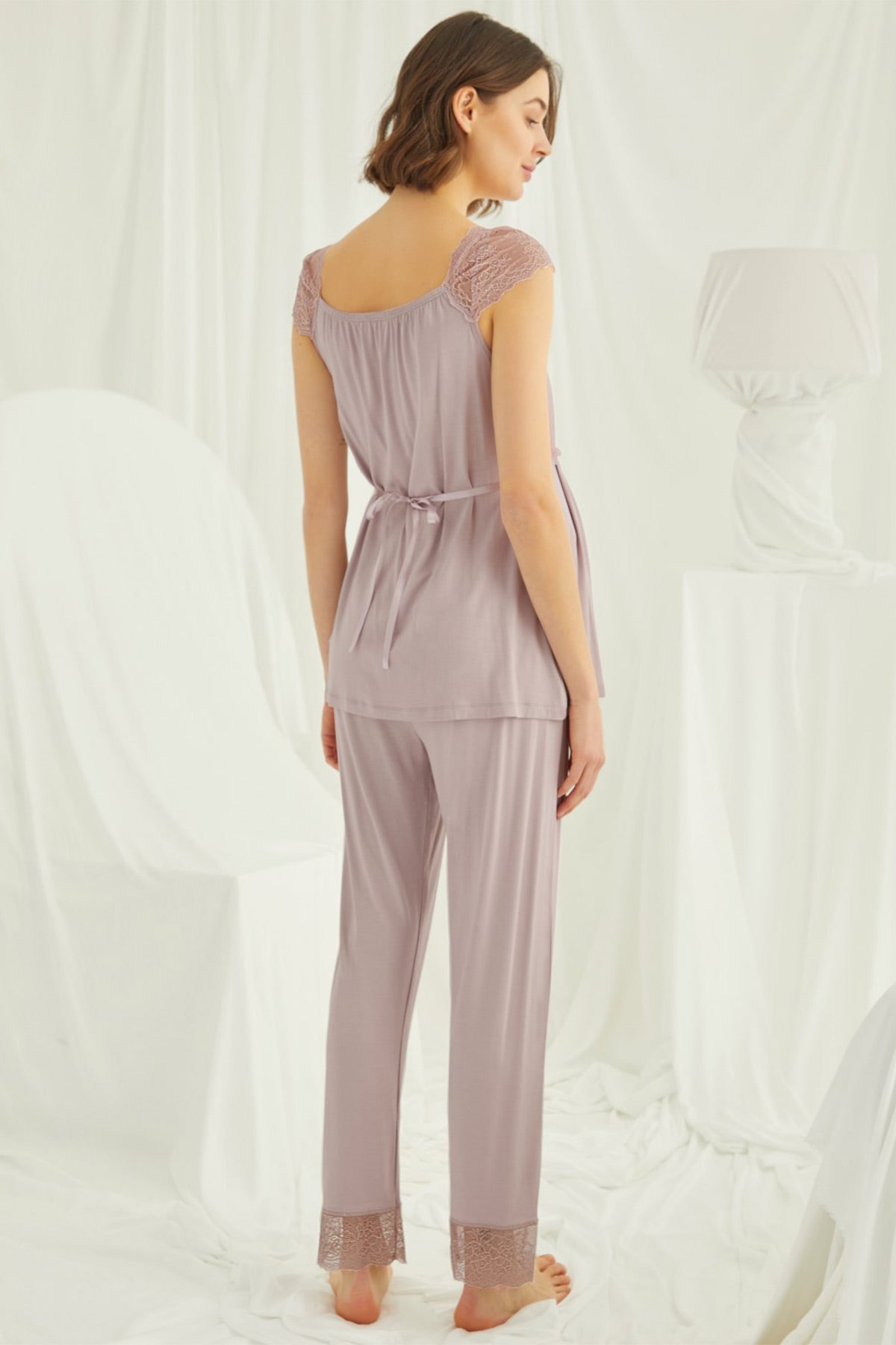 Lace Maternity & Nursing Pajamas Coffee - 18440