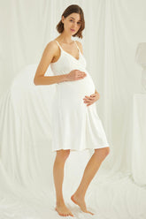 Lace Strappy Maternity & Nursing Nightgown Ecru - 18489