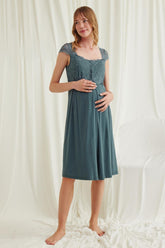 Lace Maternity & Nursing Nightgown Green - 18536