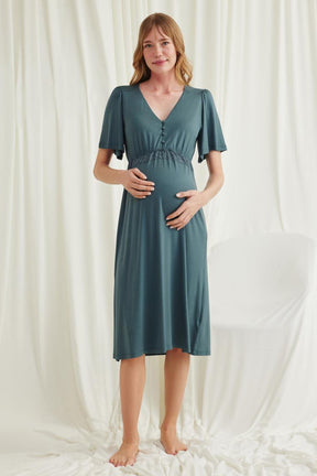 Lace Maternity & Nursing Nightgown Green - 18597