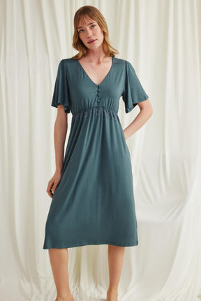 Lace Maternity & Nursing Nightgown Green - 18597