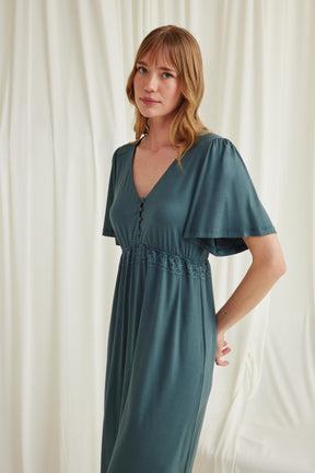 Lace Maternity & Nursing Nightgown Green - 18597