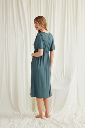 Lace Maternity & Nursing Nightgown Green - 18597