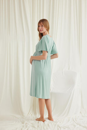Lace Maternity & Nursing Nightgown Green - 18600