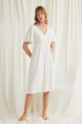 Lace Maternity & Nursing Nightgown Ecru - 18603