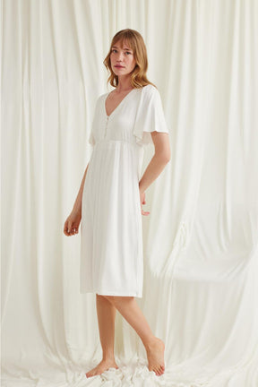 Lace Maternity & Nursing Nightgown Ecru - 18603