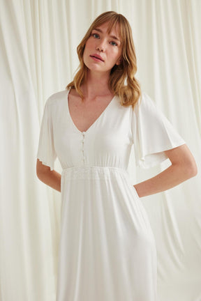 Lace Maternity & Nursing Nightgown Ecru - 18603