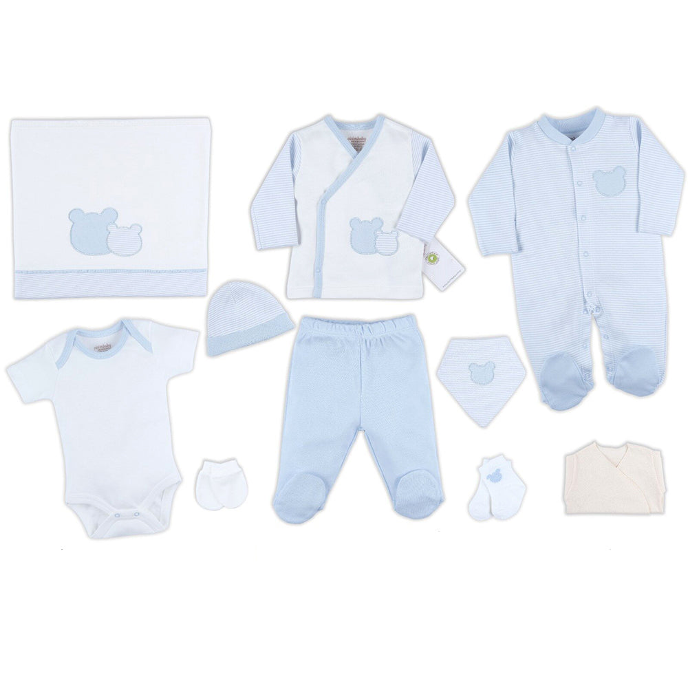 Bear Themed Hospital Outfit 10-Piece Set Newborn Blue (0-6 Months) - 201.4419
