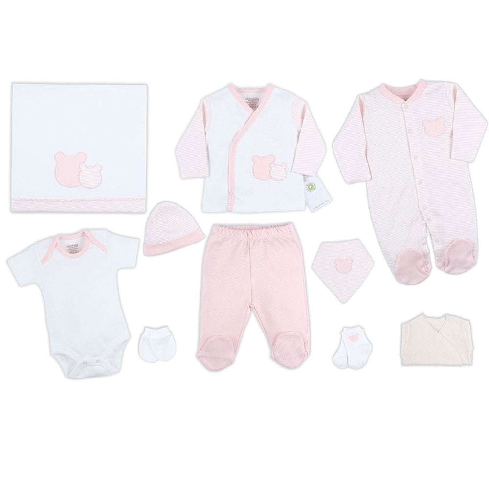 Bear Themed Hospital Outfit 10-Piece Set Newborn Pink (0-6 Months) - 201.4419