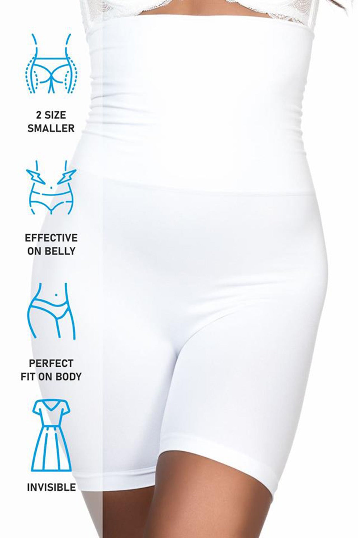 Seamless High Waist Double Boxer Postpartum Corset White - 2014