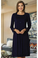 Lace Sleeve Maternity & Nursing Nightgown Navy Blue - 2016