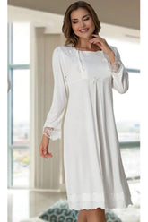 Lace Sleeve Maternity & Nursing Nightgown Ecru - 2016