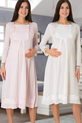 Lace Sleeve Maternity & Nursing Nightgown Ecru - 2016