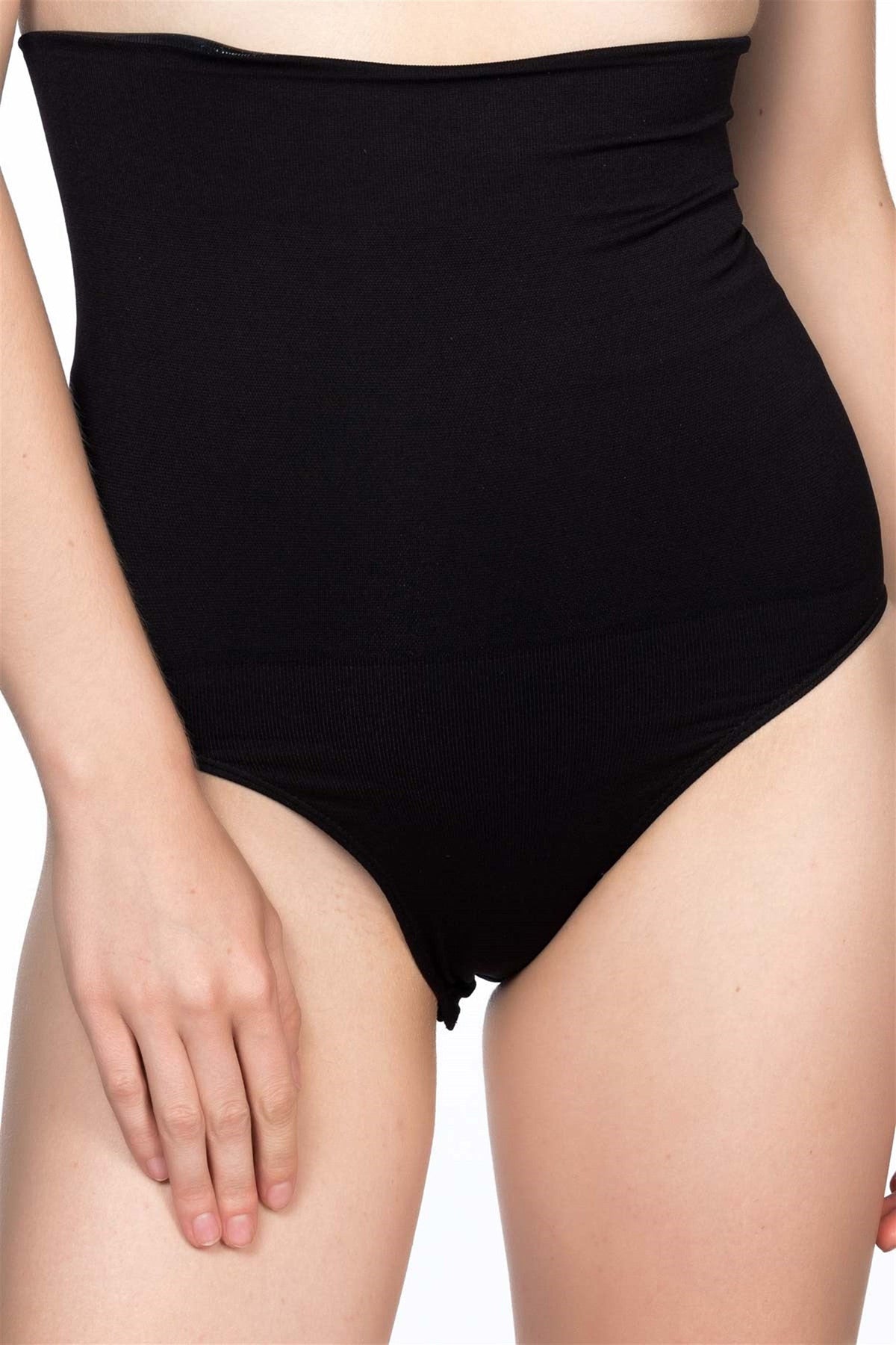 Seamless Double High-Waisted Snap-Crotch Postpartum Brief Corset Black - 2019