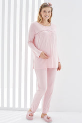 Stripe Maternity & Nursing Pajamas Pink - 1168
