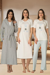 Basic 4 Pieces Maternity & Nursing Set Blue - 2076