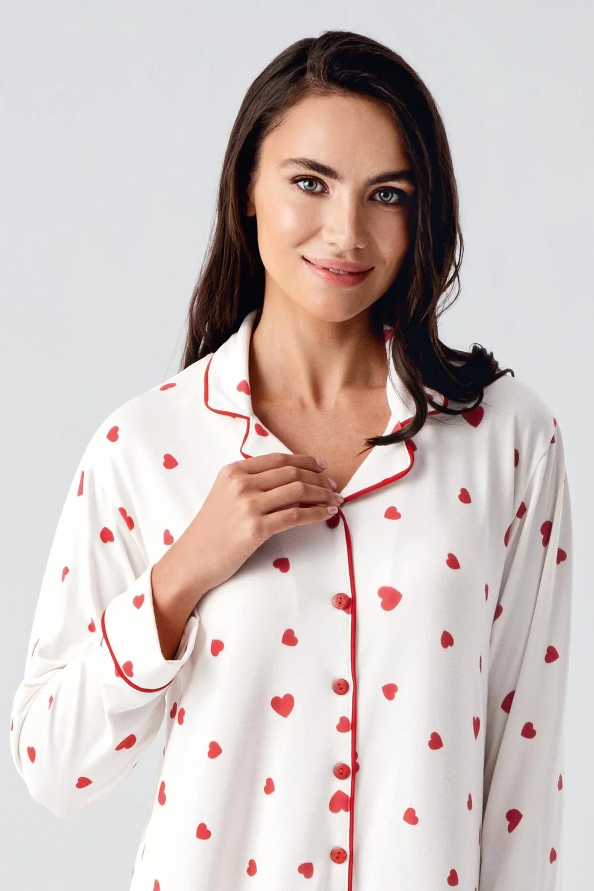 Heart Thermal Maternity & Nursing Nightgown Red - 21113