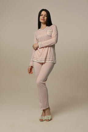 Bias Women's Pajamas With Melange Robe Powder - 22343