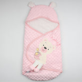 Embroidered Velboa Baby Swaddle Pink - 224.4505