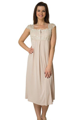 Lace Shoulder Maternity & Nursing Nightgown Coffee - 2304