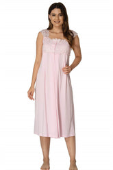 Lace Shoulder Maternity & Nursing Nightgown Pink - 2304