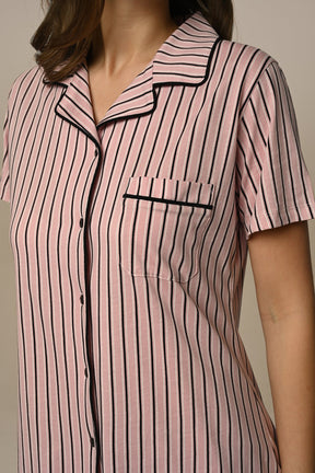 Striped Maternity & Nursing Pajamas Powder - 23261