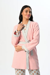 Polka Dot 3-Pieces Maternity & Nursing Pajamas With Robe Pink - 23380