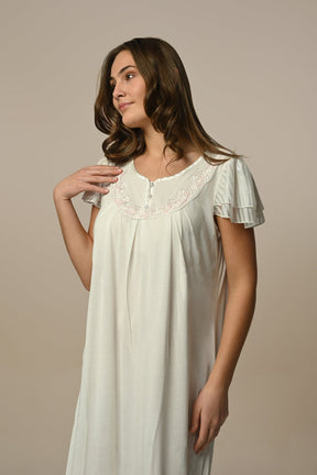 Lace Sleeve Women's Nightgown With Robe Ecru - 23510