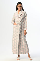 Plaid Pattern Maternity Robe Powder - 23800