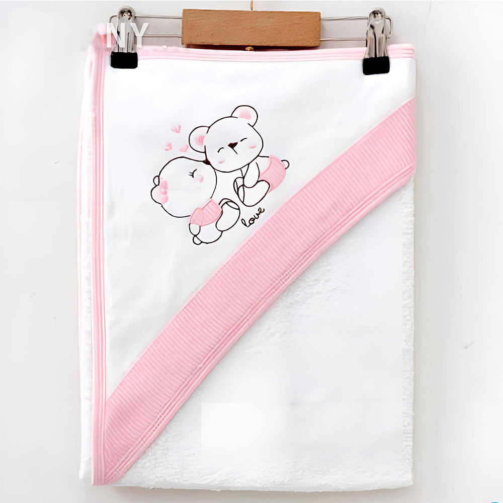 Love Bear Themed Baby Girl Towel Pink - 239.1412