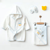 Panda Themed Baby Bathrobe Set Blue (0-24 Months) - 239.5577