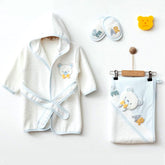 Sweety Bear Themed Baby Bathrobe Set Blue (0-24 Months) - 239.5580