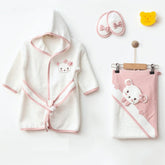 Mouse Themed Baby Bathrobe Set Dried Rose (0-24 Months) - 239.5582