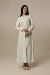 Lace Collar Maternity & Nursing Nightgown Ecru - 24404