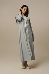 Lace Detailed Maternity & Nursing Nightgown With Robe Ecru - 24507