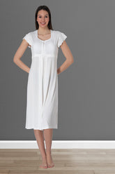 Lacy Maternity & Nursing Nightgown Ecru - 2523