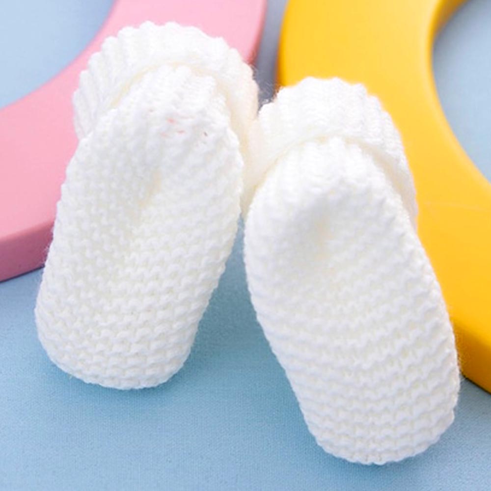 12-Pack Pom-Pom Knit Baby Booties White (0-6 Months) - 253.3000
