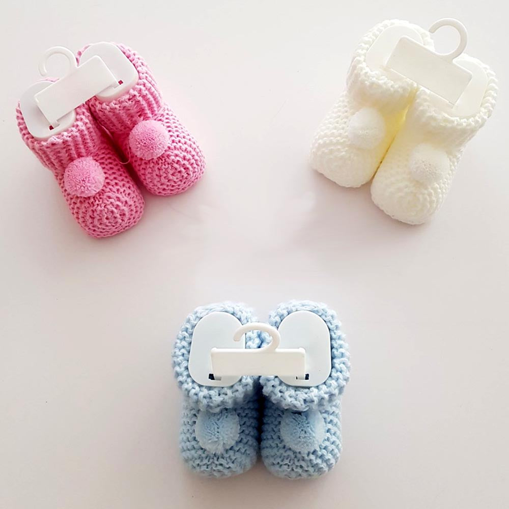 12-Pack Pom-Pom Knit Baby Girl Booties Pink (0-6 Months) - 253.3000