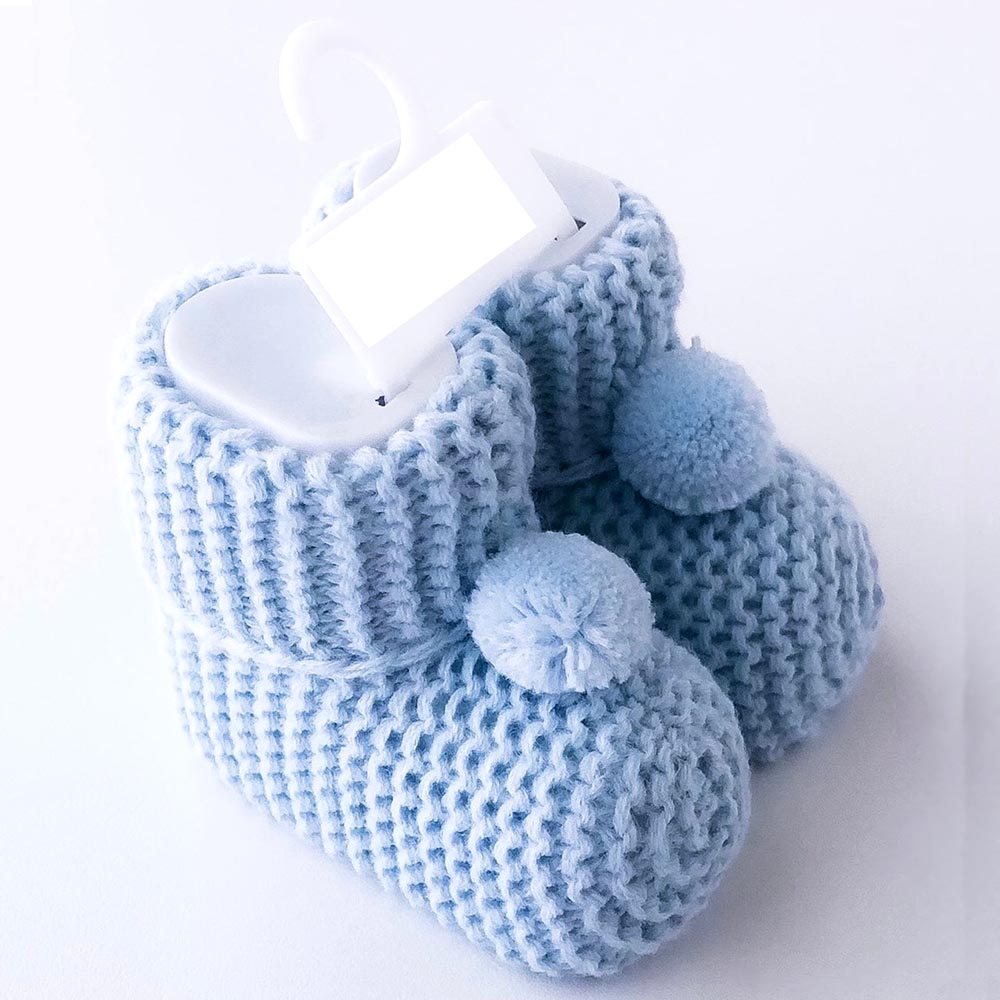 12-Pack Pom-Pom Knit Baby Boy Booties Blue (0-6 Months) - 253.3000