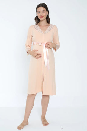 Lace Detailed Maternity & Nursing Nightgown Skin - 2631