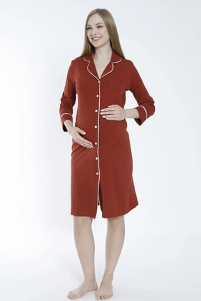 Shirt Collar Maternity & Nursing Nightgown Tile - 2633