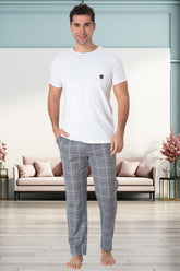 Plaid Men's Pajamas Grey - 2908