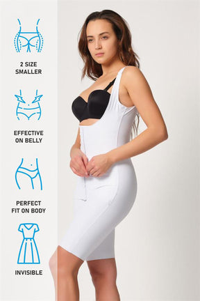 Hook-And-Eye Vest With Carioca Support Full-Length Postpartum Corset White - 2915