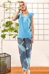 Patterned Women's Pajamas Blue - 3008