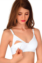 Non-Underwired Cotton Nursing Bra White - 305