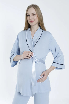 Front Tie Maternity & Nursing Pajamas Blue - 3242