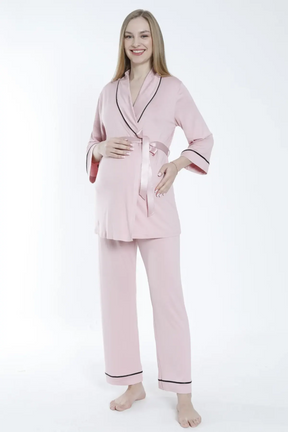 Front Tie Maternity & Nursing Pajamas Powder - 3242