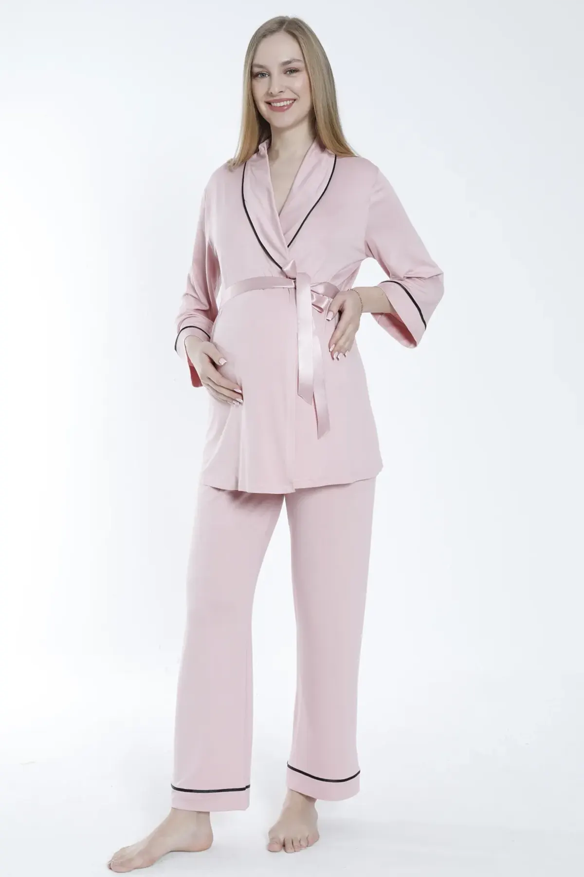 Front Tie Maternity & Nursing Pajamas Powder - 3242